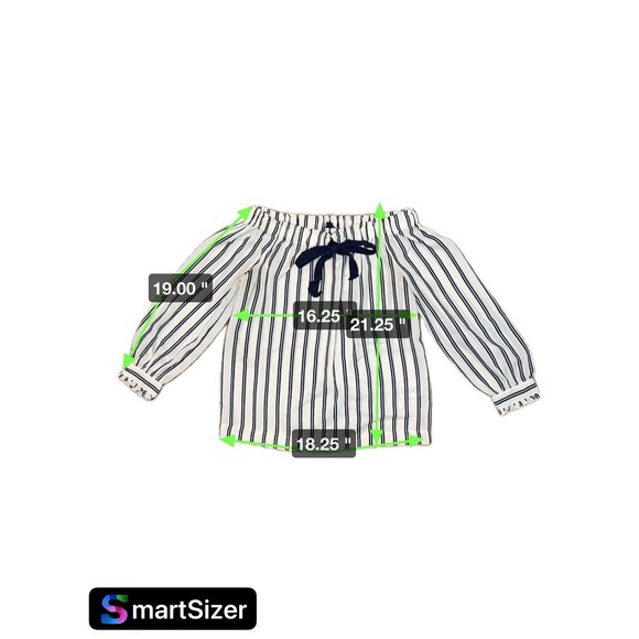 J Crew Mercantile Women XXS Blouse Ivory Blue Stripe Off Shoulder Sailor Bow Top - Picture 6 of 6